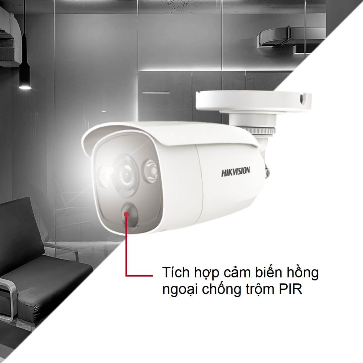 Trọn bộ 16 Camera, Đầu ghi hình TVI HIKVISION 2MP Chống xâm nhập PIRL